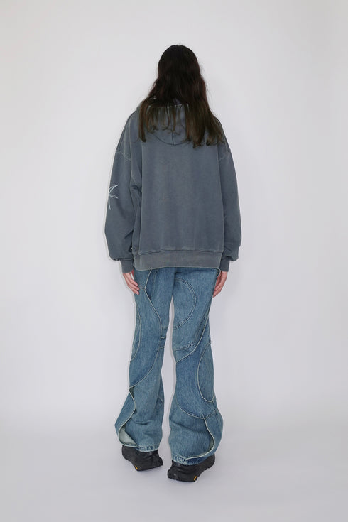 CIRCLE CUT-OUT DENIM PANTS -BLUE-